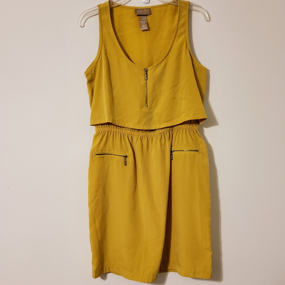 Miss Tina By Tina Knowles Mustard Yellow Midi Dress Size S/CH(4-6)